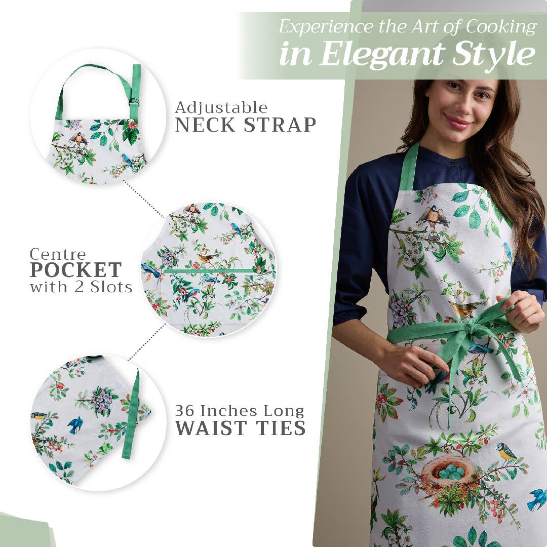 Apron, Mesange 100% Cotton Adjustable Neck Long Ties