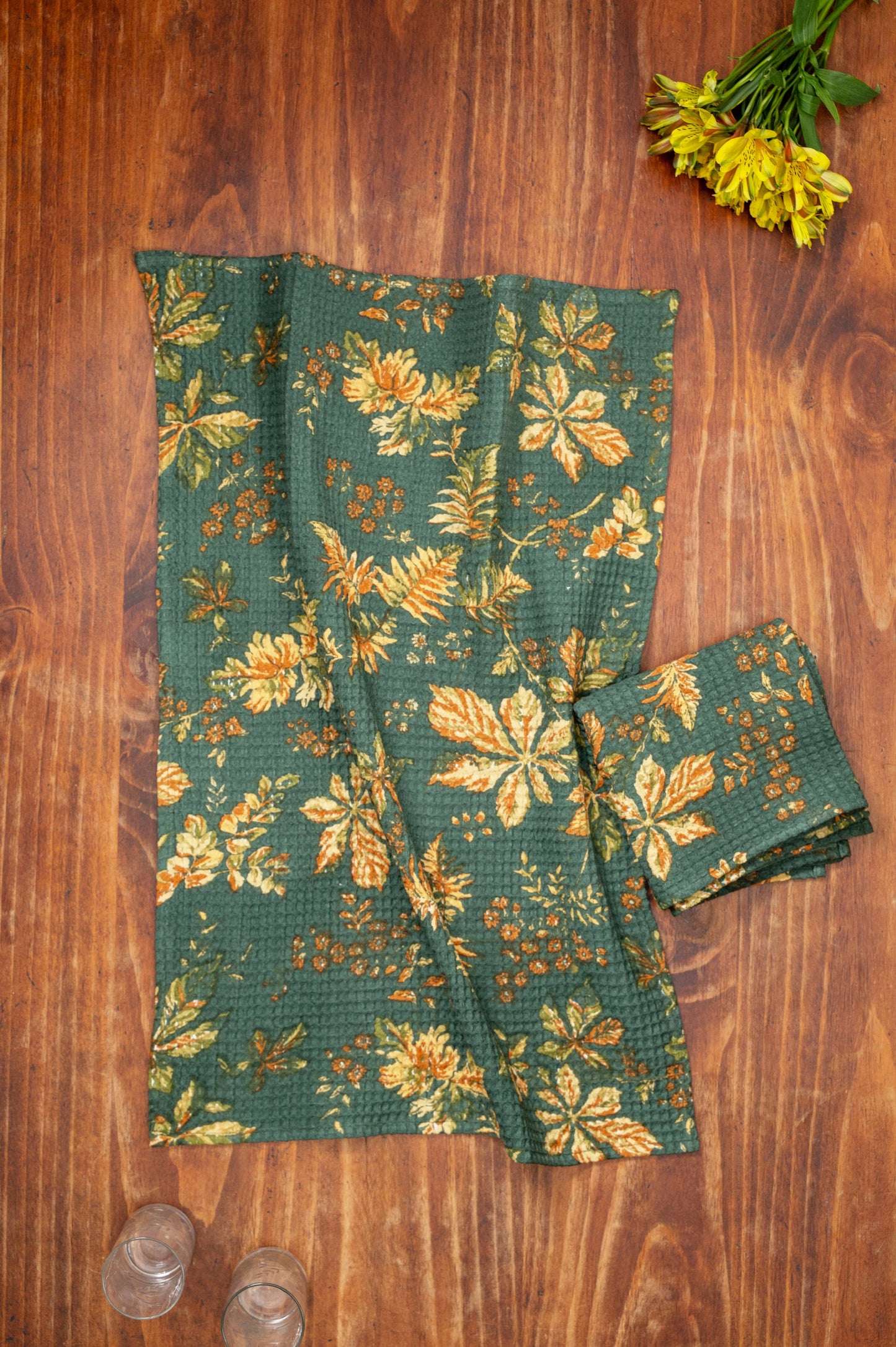 April Cornell forest green dishtowel