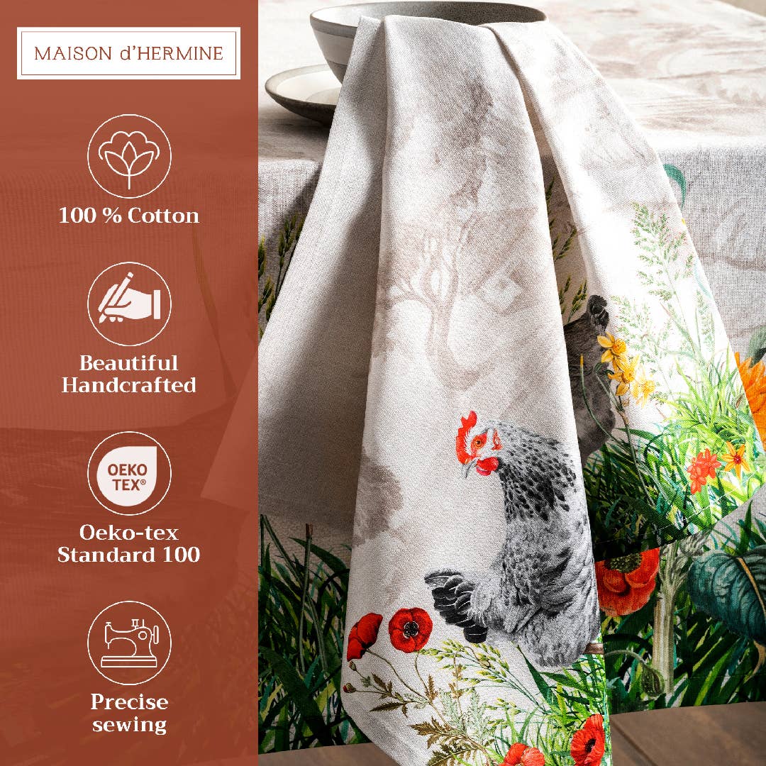 Napkins, Chickens, 100% Cotton Napkins 20" X 20" - Set Of 4
