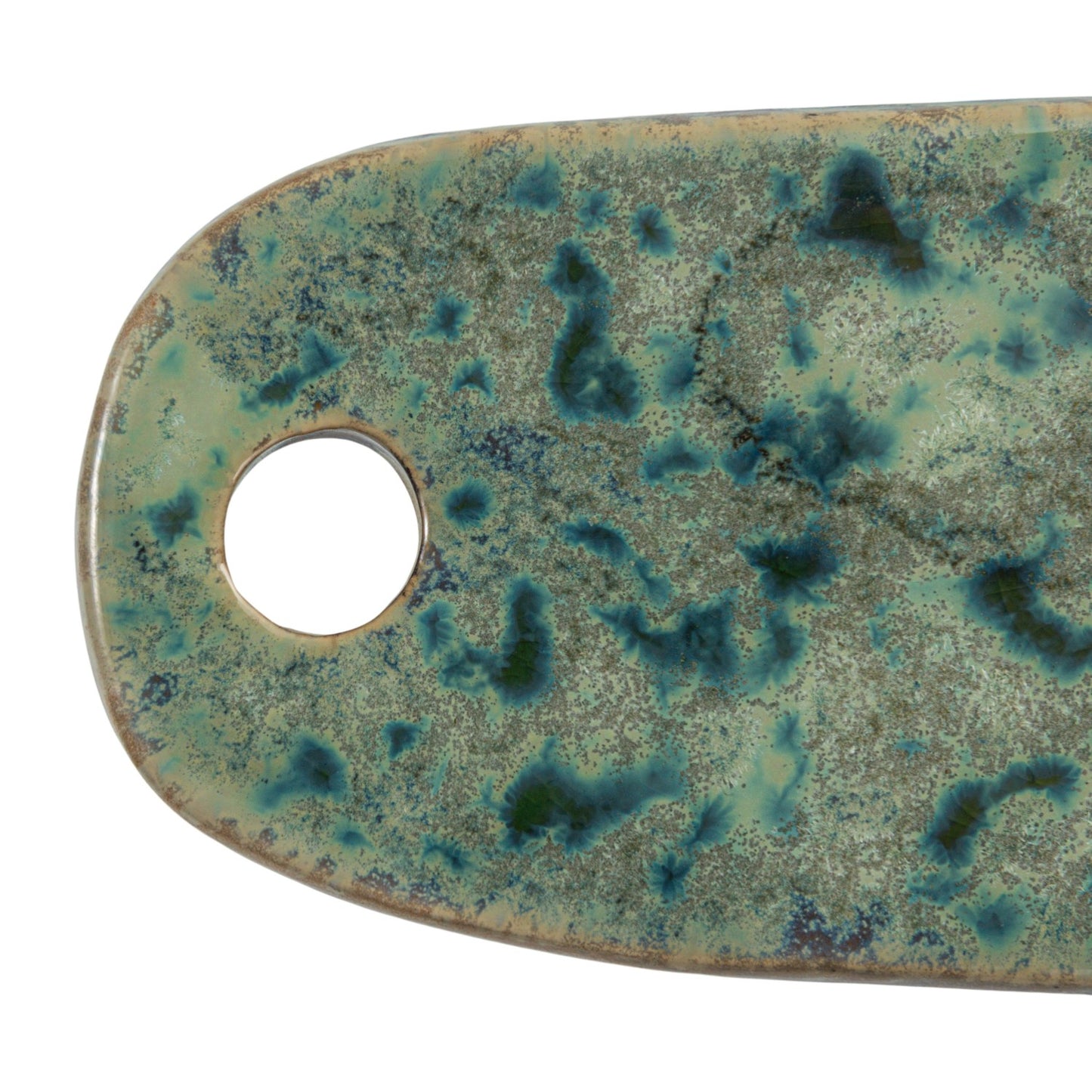 Stoneware Cheese Board w/Leather Tie