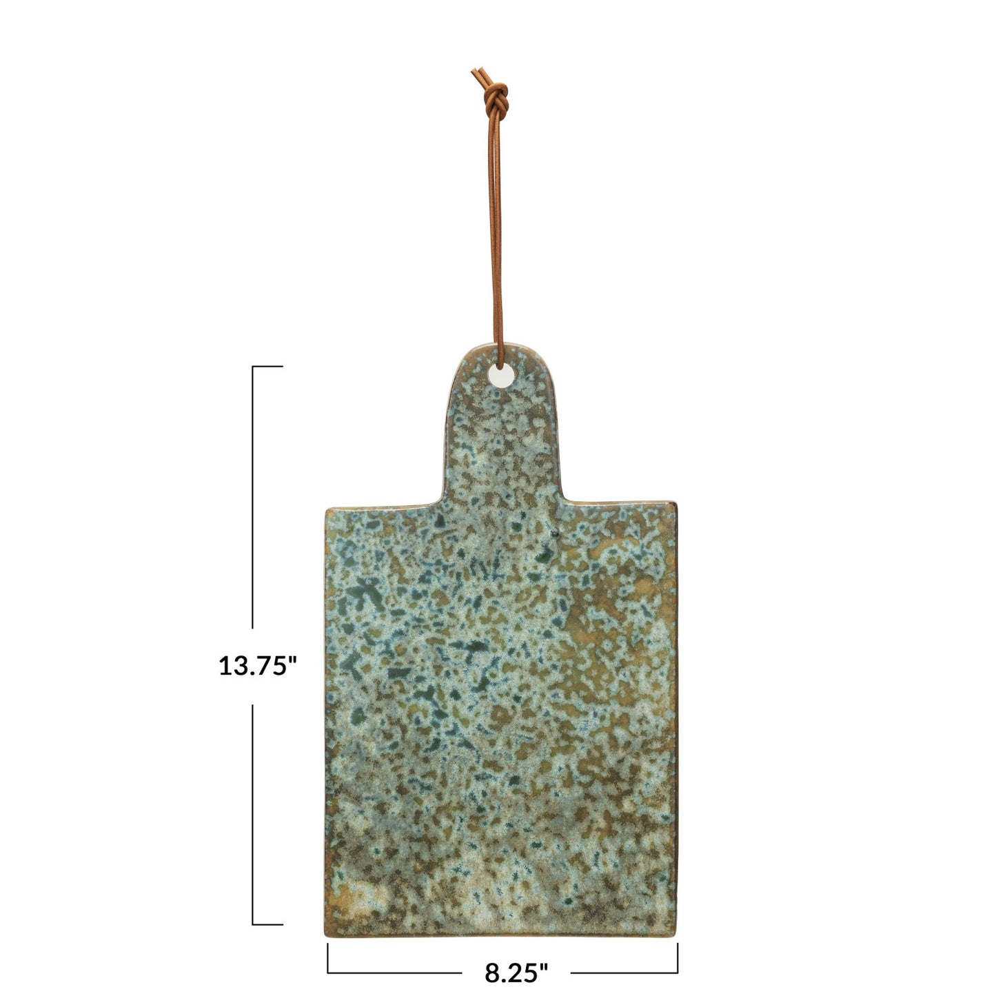 Stoneware Cheese Board w/Leather Tie