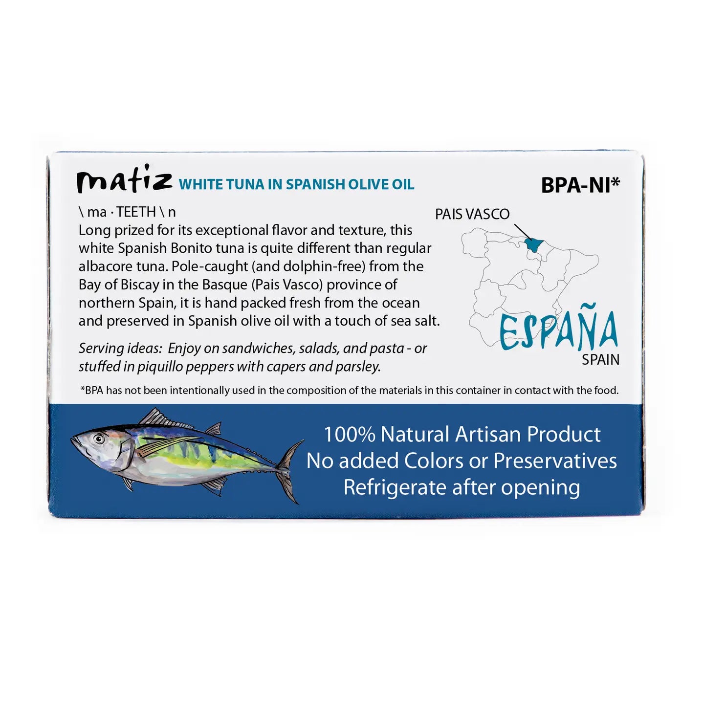 Matiz Bonito in olive oil, 4oz tin