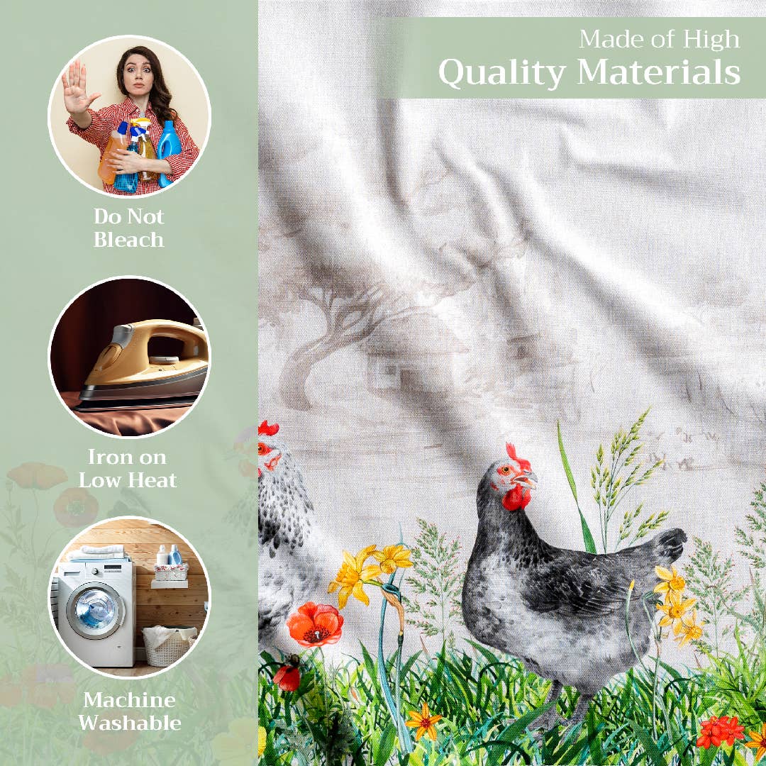 Napkins, Chickens, 100% Cotton Napkins 20" X 20" - Set Of 4