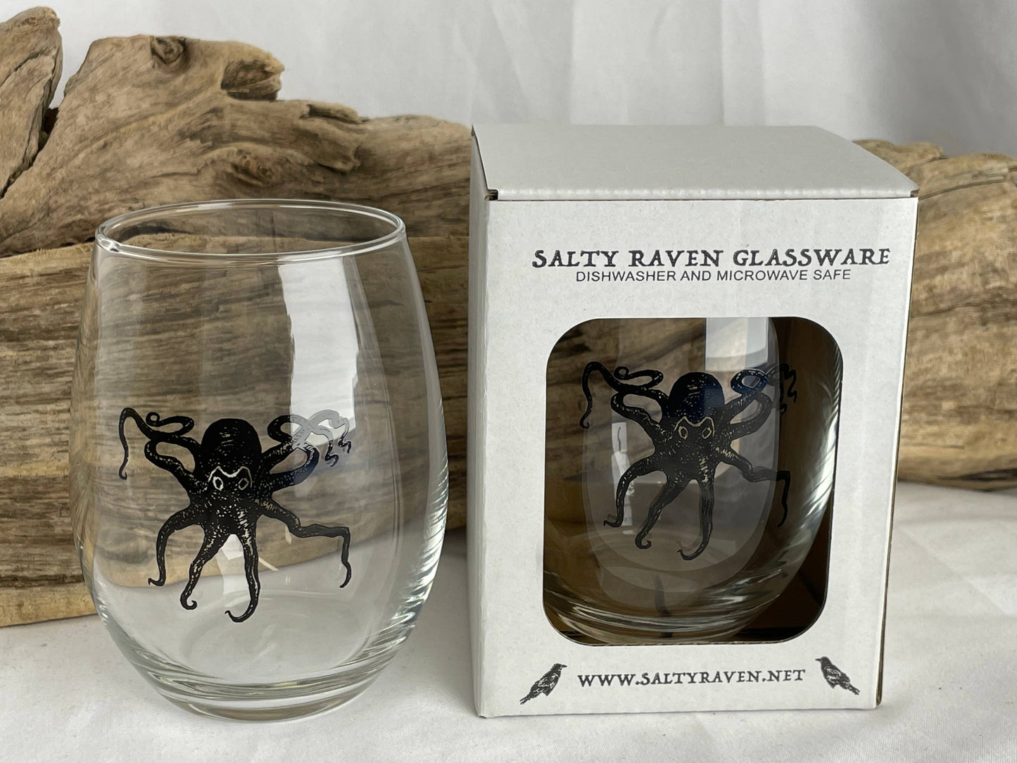 Kraken Octopus Stemless Wine Glass, single