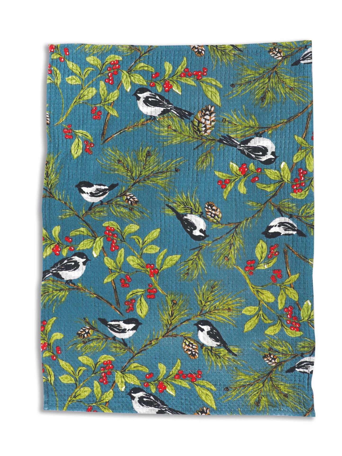 Kitchen Towel, Chickadee Tea Towel : Winter Blue