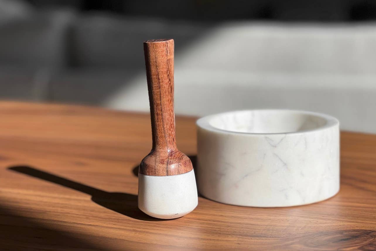 Marble Mortar & Pestle, white