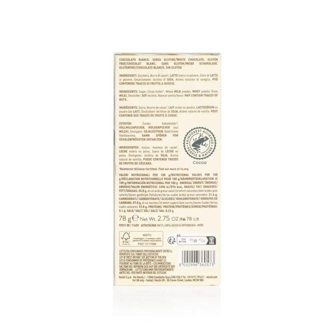 Venchi White Chocolate Bar, 2.75oz78g