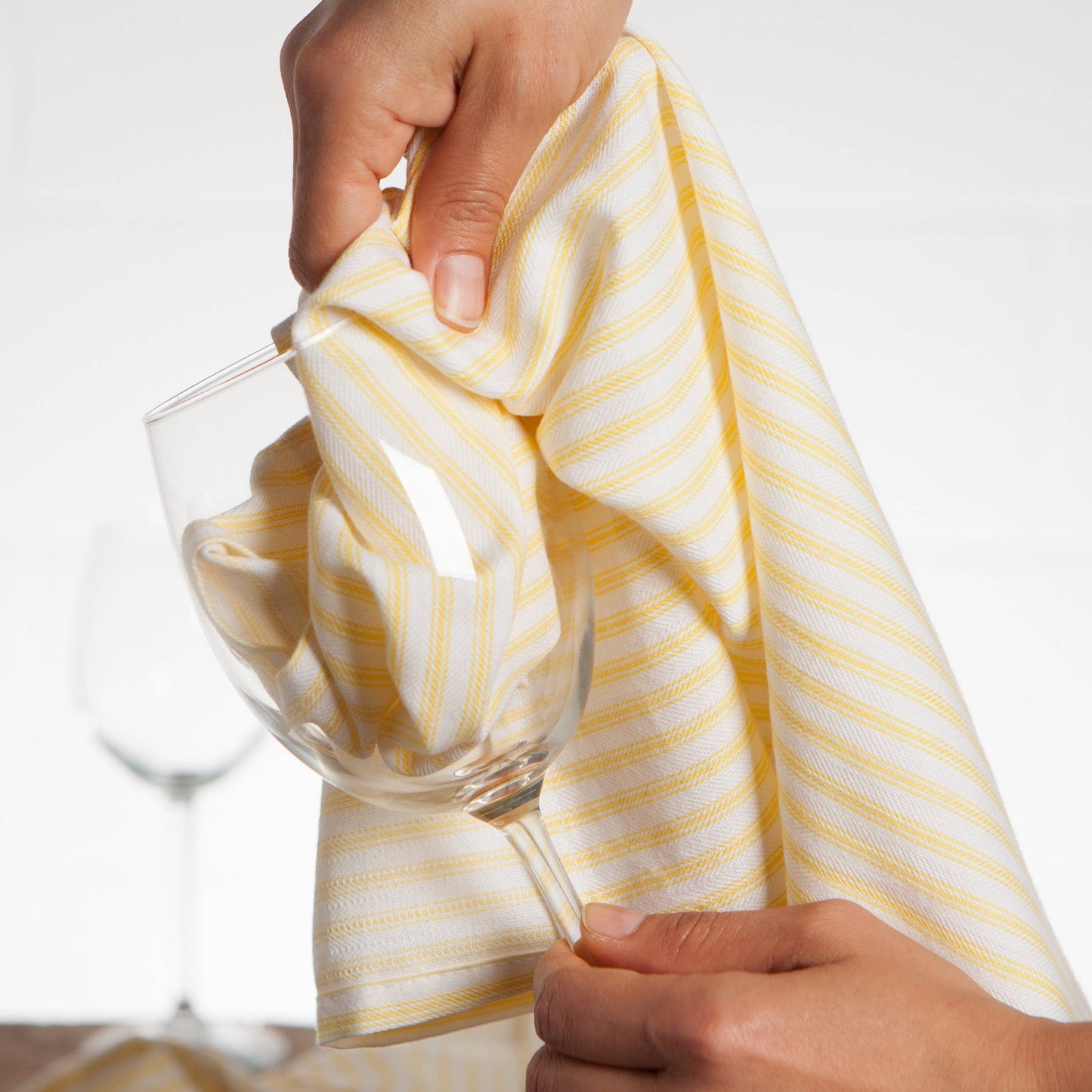 Dishtowel, Lemon Yellow Glass Drying Dishtowels  Set of 2