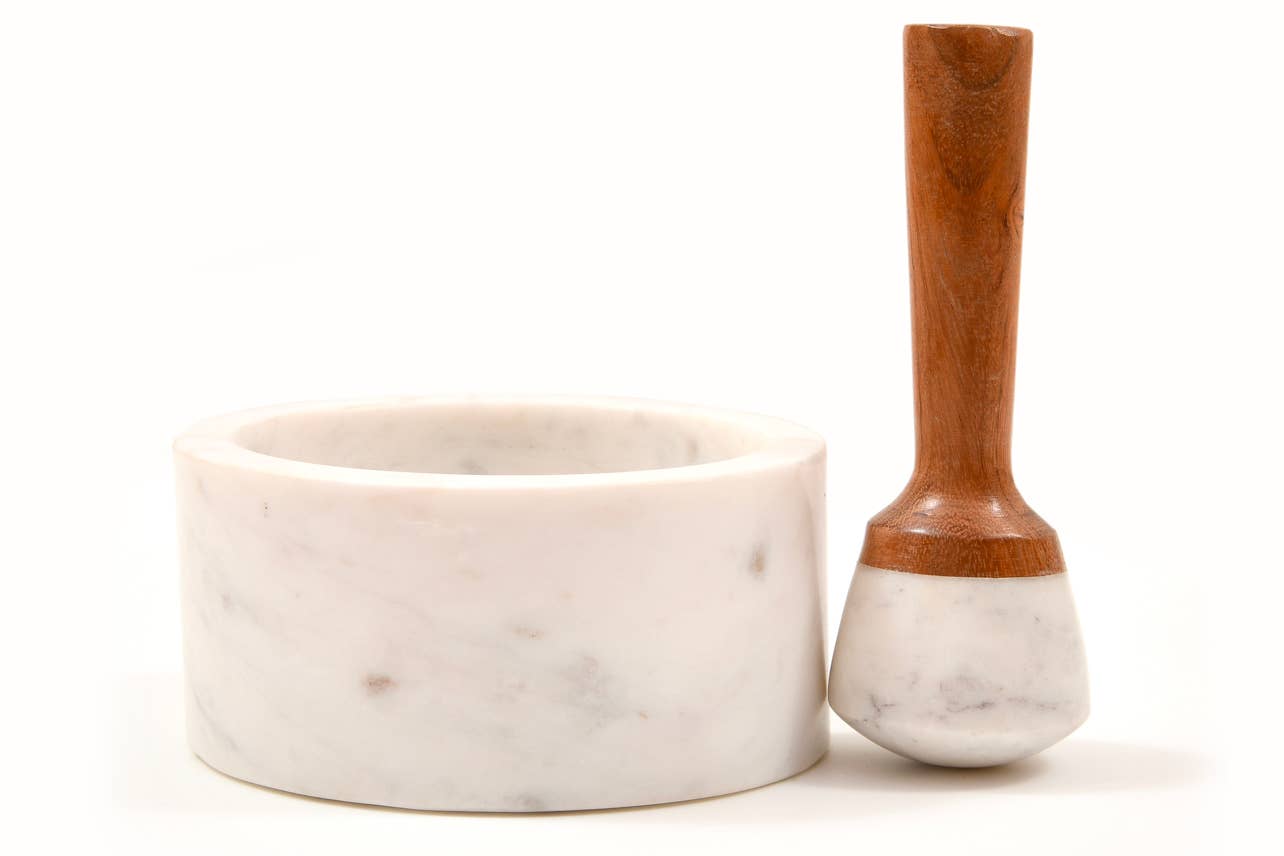 Marble Mortar & Pestle, white