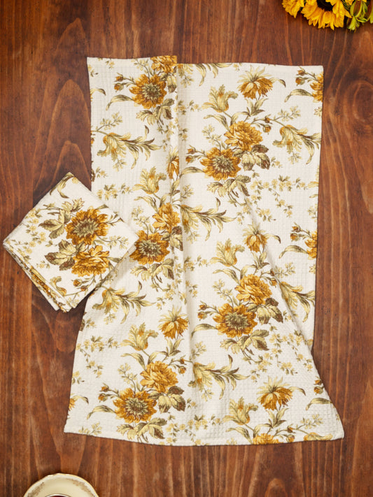 April Cornell Music Fall floral dish towel