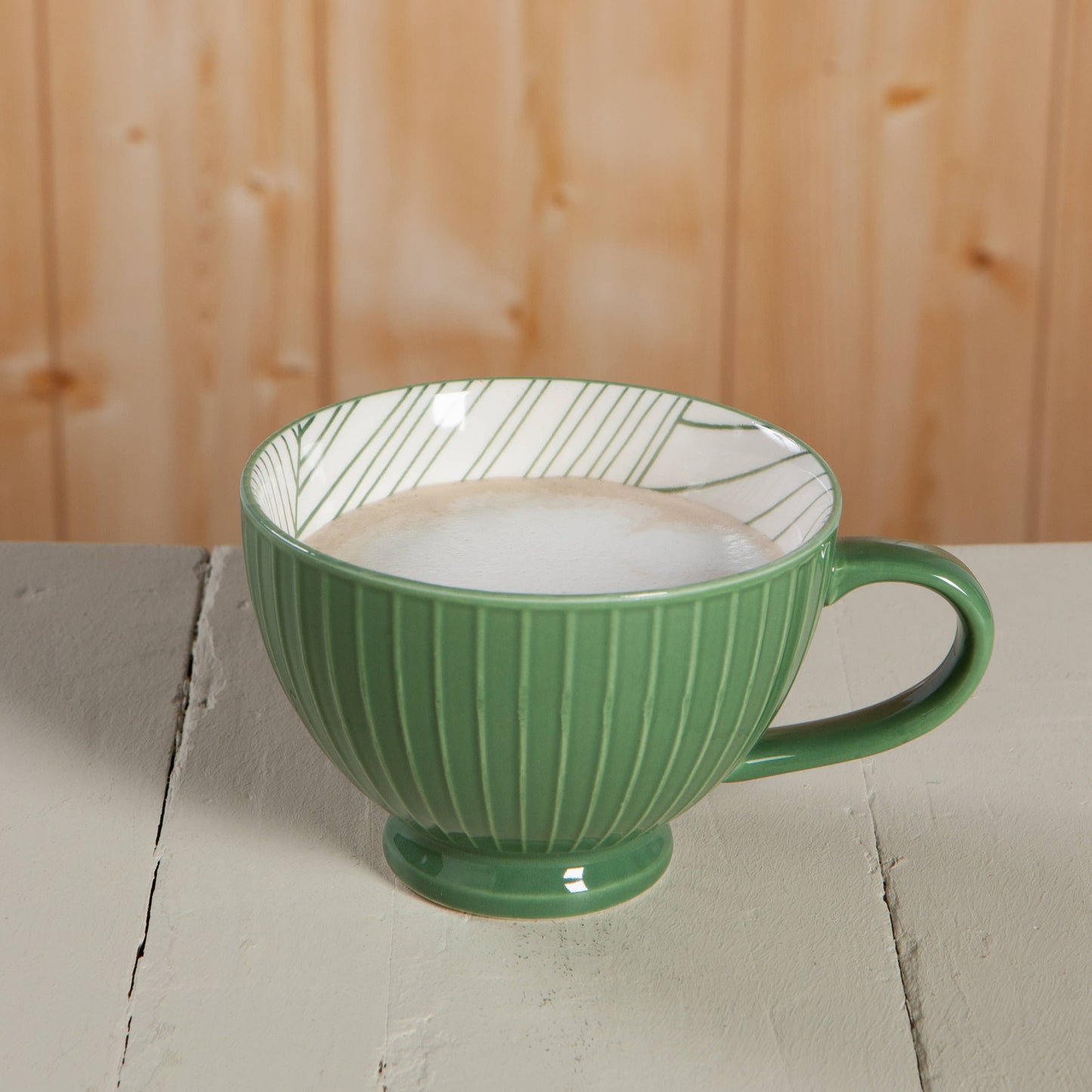 Stamped Latte Mug 14 oz, Elm Green