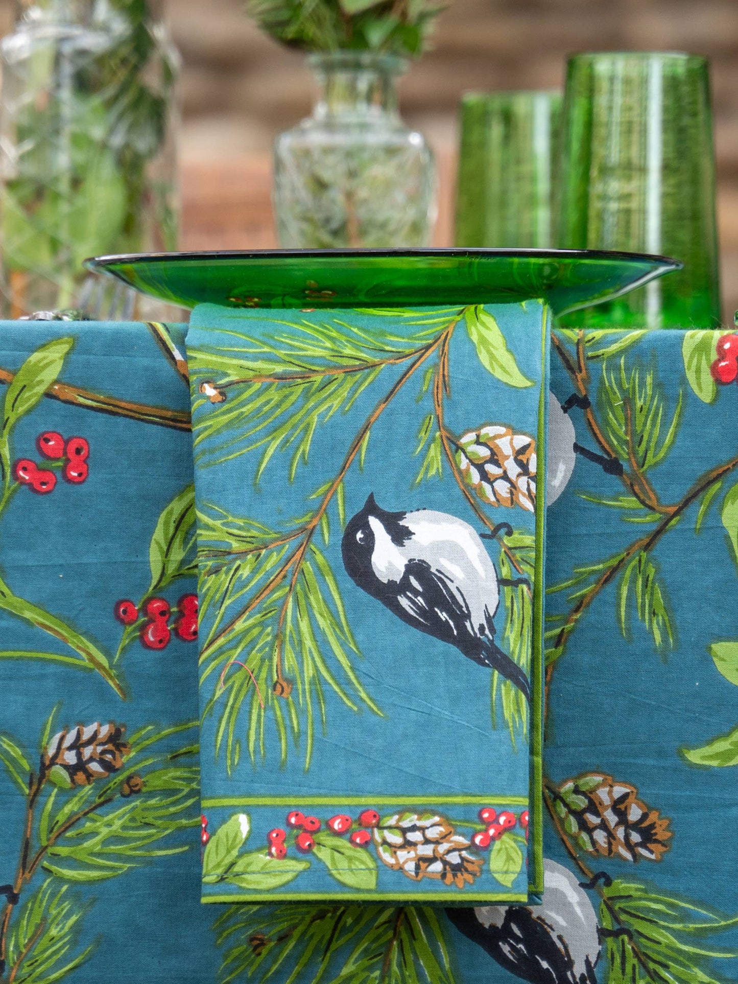 April Cornell Chickadee napkins