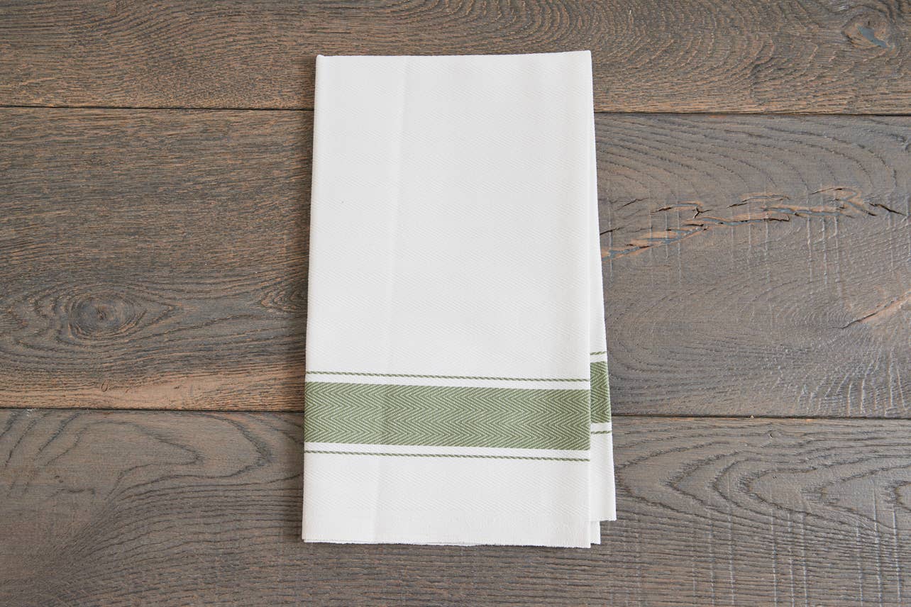 Classic Italian Kitchen Towel - Herringbone Green