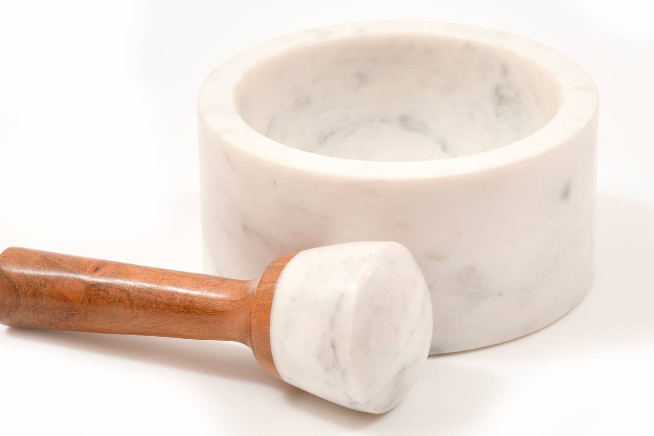 Marble Mortar & Pestle, white